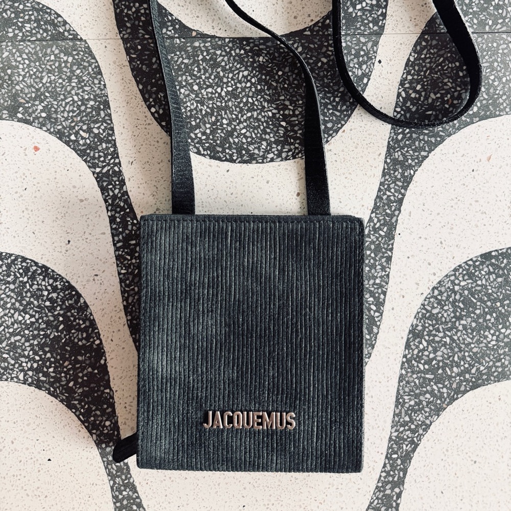 Jacquemus Black Corduroy Shoulder Bag/Neck Wallet
